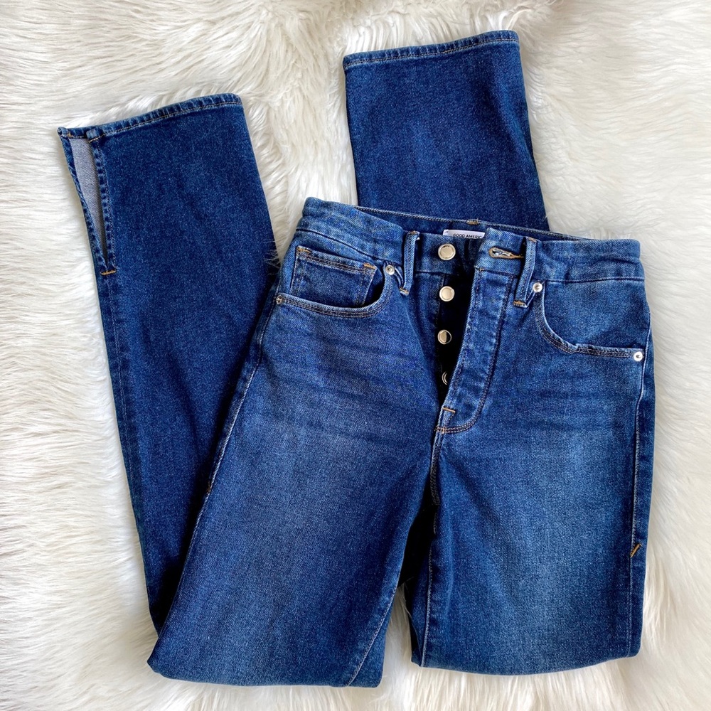 Good American High Rise Button Fly Jeans Size 2